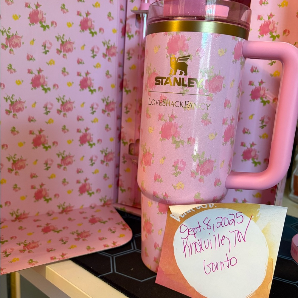 Stanley Pink Floral Design Tumbler